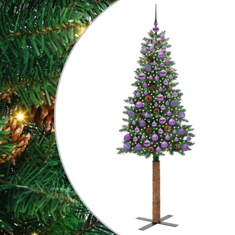 VidaXL Szczupła Choinka Zielony 180 cm PVC i lite drewno sosnowe