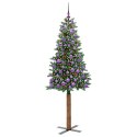 VidaXL Szczupła Choinka Zielony 180 cm PVC i lite drewno sosnowe
