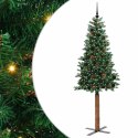 VidaXL Szczupła Choinka Zielony 210 cm PVC i lite drewno sosnowe
