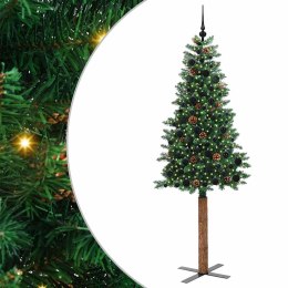 VidaXL Szczupła Choinka Zielony 210 cm PVC i lite drewno sosnowe