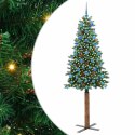 VidaXL Szczupła Choinka Zielony 210 cm PVC i lite drewno sosnowe