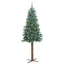 VidaXL Szczupła Choinka Zielony 210 cm PVC i lite drewno sosnowe