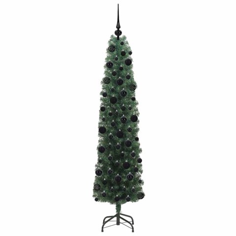 VidaXL Szczupła Choinka z podstawą Zielony 180 cm Plastik i metal