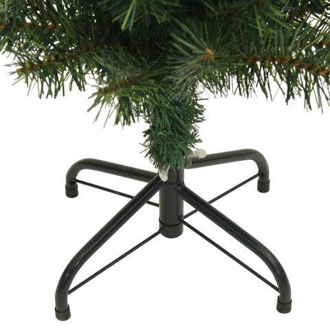 VidaXL Szczupła Choinka z podstawą Zielony 180 cm Plastik i metal