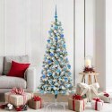 VidaXL Sztuczna choinka z zawiasami Zielono-biały 180 cm PVC
