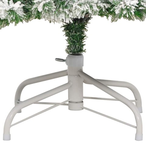 VidaXL Sztuczna choinka z zawiasami Zielono-biały 240 cm PVC