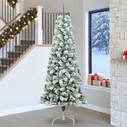 VidaXL Sztuczna choinka z zawiasami Zielono-biały 240 cm PVC