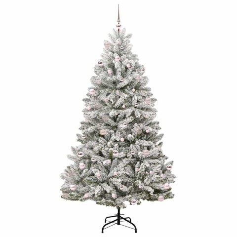 VidaXL Sztuczna choinka Zielony i Biały 240 cm PVC i Metal