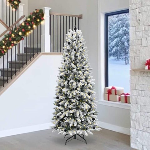 VidaXL Sztuczna choinka Biały 93 x 93 x 240 cm PVC, Plastik, Stal i PE