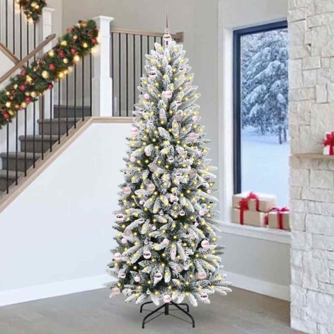 VidaXL Sztuczna choinka Biały 93 x 93 x 240 cm PVC, Plastik, Stal i PE
