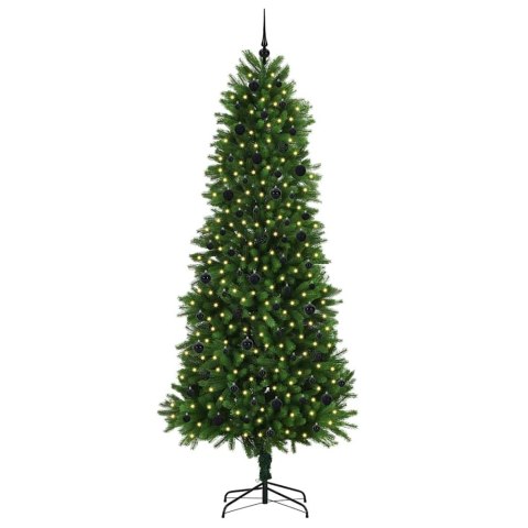 CHOINKA Z 300 DIODAMI LED Z PODSTAWĄ ZIELONA 240CM