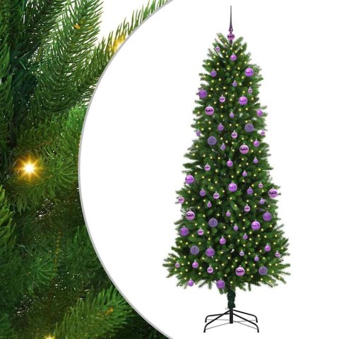 CHOINKA Z 300 DIODAMI LED Z PODSTAWĄ ZIELONA 240CM