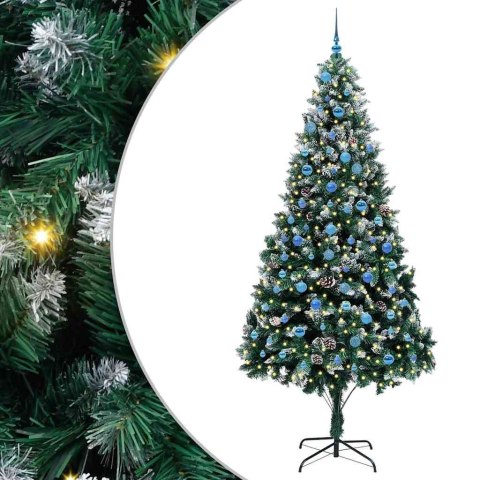 VidaXL Sztuczna choinka z podstawą Zielony 240 cm PVC i Stal i Plastik