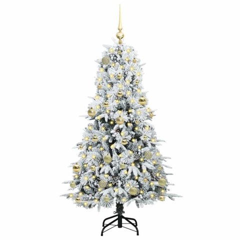 VidaXL Sztuczna choinka z zawiasami z podstawą Zielony 150 cm PE i PVC