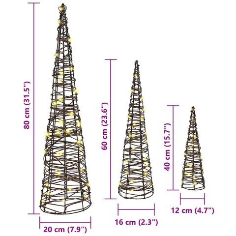CHOINKA 3 PCS CIEPŁA BIEL 40CM 60CM 80CM RATTAN