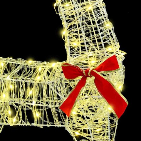 VidaXL Renifer ciągnący sanie Ciepła biel 120 cm 55 cm Akryl