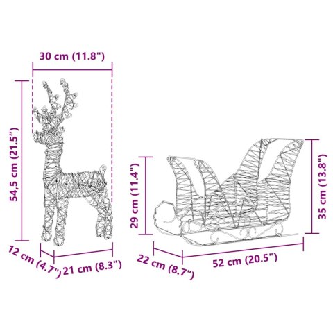 VidaXL Renifer ciągnący sanie Ciepła biel 30 x 12 x 54,5 cm PET