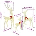 VidaXL Rodzina Reniferów 3 pcs Ciepła biel 128 cm PET