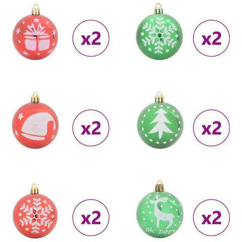 VidaXL Zestaw Bombek Choinkowych 40 pcs Czerwony i zielony
