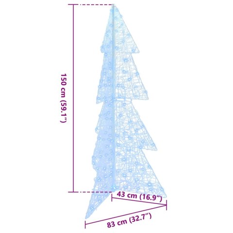 CHOINKA Z 160 DIODAMI LED ZIMNA BIAŁA 150CM AKRYL