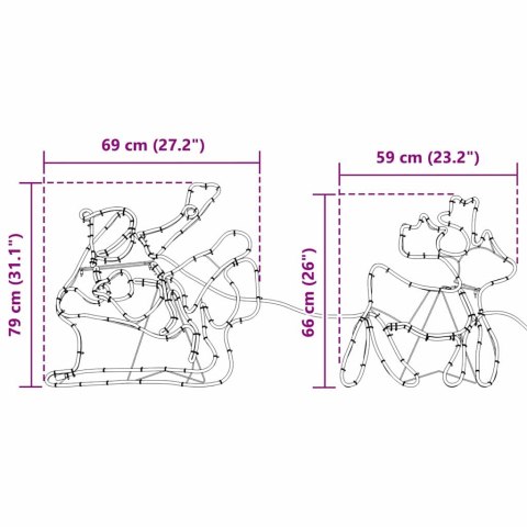 LED DEKORACJA ŚWIĄTECZNA WIELOKOLOROWE 69X79CM PVC