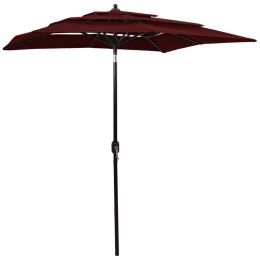 3-POZIOMOWY PARASOL NA ALUMINIOWYM SŁUPKU BORDOWY 2X2M