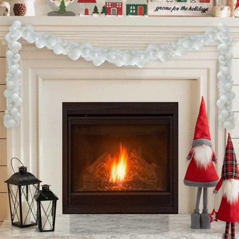 GIRLANDA Z BOMBEK ŚWIĄTECZNYCH BIAŁY 186CM