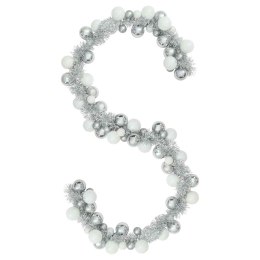 GIRLANDA Z BOMBEK ŚWIĄTECZNYCH BIAŁY I SREBRNY 186CM