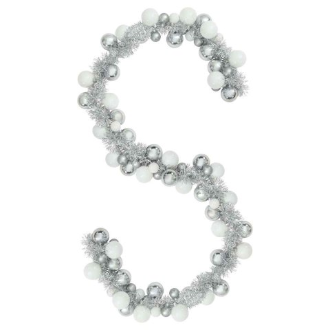 GIRLANDA Z BOMBEK ŚWIĄTECZNYCH BIAŁY I SREBRNY 186CM