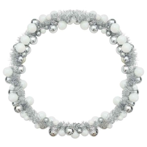 GIRLANDA Z BOMBEK ŚWIĄTECZNYCH BIAŁY I SREBRNY 186CM