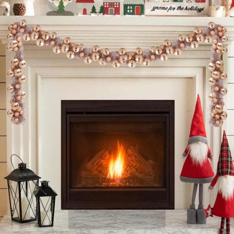 GIRLANDA Z BOMBEK ŚWIĄTECZNYCH RÓŻOWE ZŁOTO 186CM