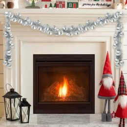 GIRLANDA Z BOMBEK ŚWIĄTECZNYCH SREBRNY 186CM