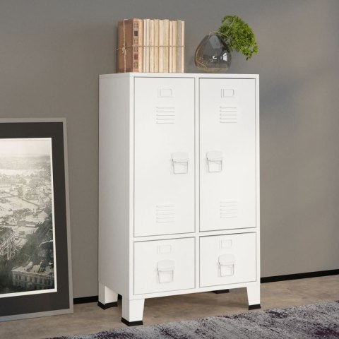 SZAFA W STYLU INDUSTRIALNYM BIAŁA 67X35X107CM STAL