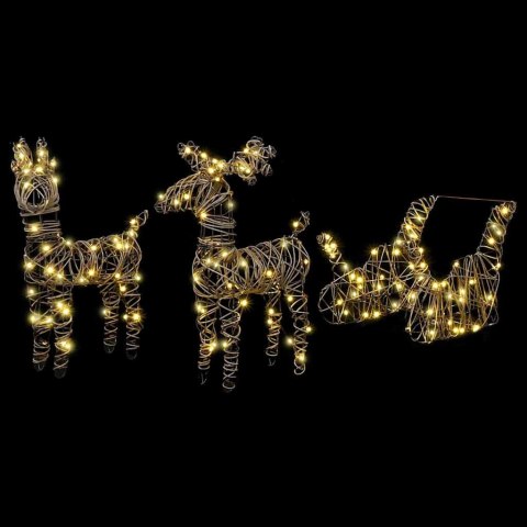 VidaXL Renifer ciągnący sanie Ciepła biel 52.5 x 28 x 32.5 cm rattan