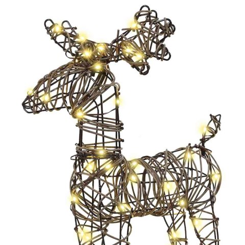 VidaXL Renifer ciągnący sanie Ciepła biel 52.5 x 28 x 32.5 cm rattan