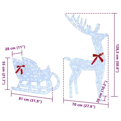 VidaXL Renifer ciągnący sanie Zimna biel 120 cm 55 cm Akryl