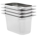 POJEMNIKI GASTRONOMICZNE 4 SZT. GN 1/4 150MM STAL NIERDZEWNA