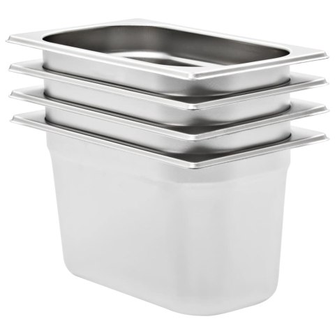 POJEMNIKI GASTRONOMICZNE 4 SZT. GN 1/4 150MM STAL NIERDZEWNA