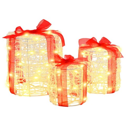 DEKORACJA PUDEŁKA PREZENTOWEGO 3 SZT. CIEPŁA BIEL