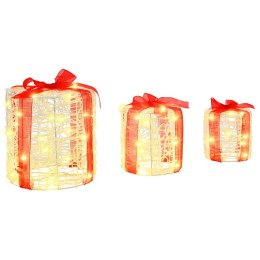 DEKORACJA PUDEŁKA PREZENTOWEGO 3 SZT. CIEPŁA BIEL