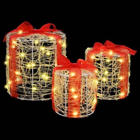 DEKORACJA PUDEŁKA PREZENTOWEGO 3 SZT. CIEPŁA BIEL