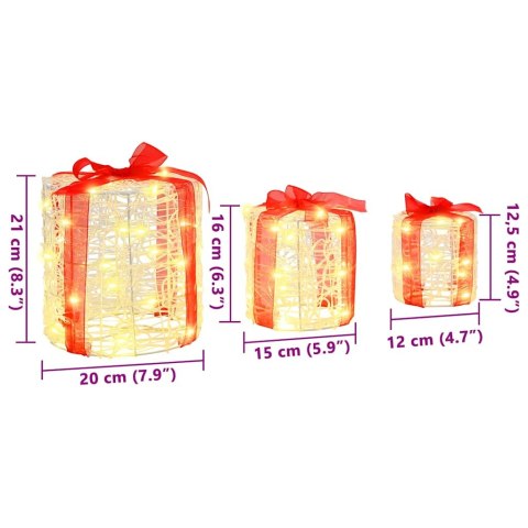 DEKORACJA PUDEŁKA PREZENTOWEGO 3 SZT. CIEPŁA BIEL