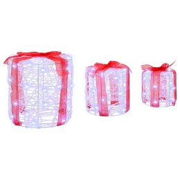 DEKORACJA PUDEŁKA PREZENTOWEGO 3 SZT. ZIMNA BIEL 20X20X21CM