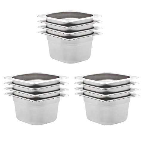 POJEMNIKI GASTRONOMICZNE 12 SZT. GN 1/6 100MM STAL NIERDZEWNA