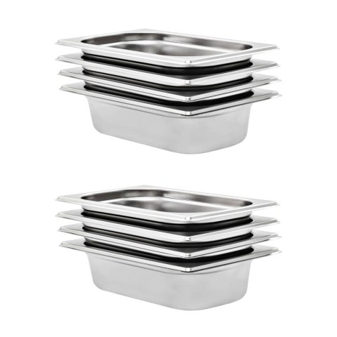 POJEMNIKI GASTRONOMICZNE 8 SZT. GN 1/4 65MM STAL NIERDZEWNA