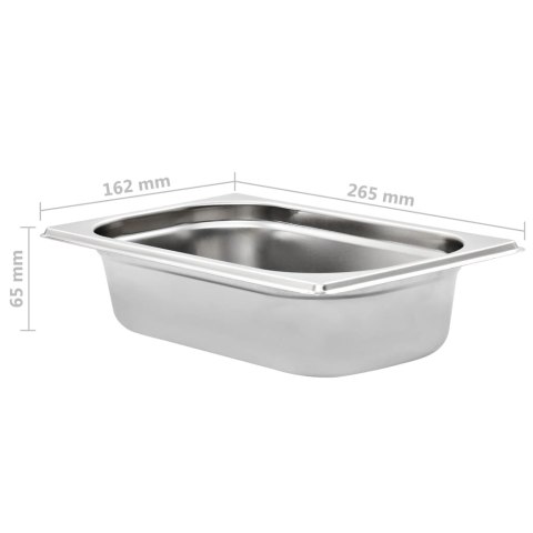 POJEMNIKI GASTRONOMICZNE 8 SZT. GN 1/4 65MM STAL NIERDZEWNA