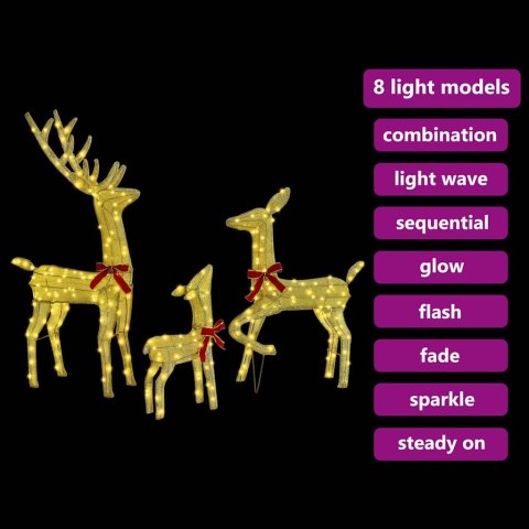 RODZINA RENIFERÓW 3 SZT. CIEPŁA BIEL 68X26X127CM TKANINA
