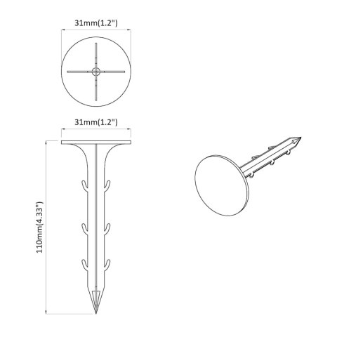 PLASTIKOWE KOŁKI 500 SZT. CZARNY 3X11CM Z TWORZYWA SZTUCZNEGO