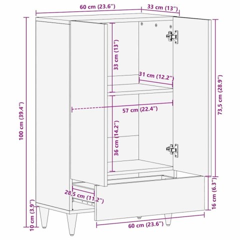 HIGHBOARD Z PÓŁKĄ BRĄZOWY 60X33.5X100CM LITE DREWNO MANGO