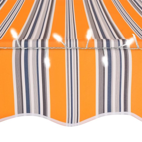 RĘCZNIE ZWIJANA MARKIZA Z LED 300CM ŻÓŁTO-NIEBIESKA